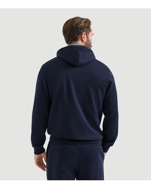 Brunello Cucinelli Blue French Terry Zip-Up Hoodie for men