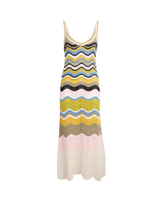 LaDoubleJ White Cotton Knitted Chevron Midi Dress
