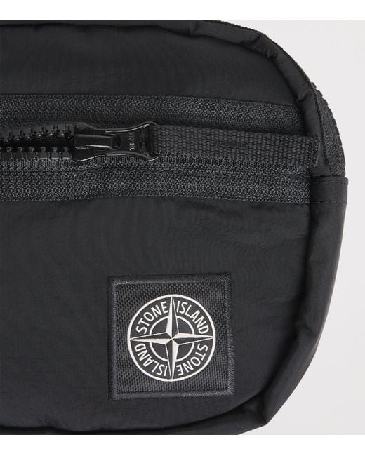 Stone Island Black Logo Patch Belt Bag for men
