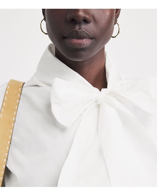 Claudie Pierlot White Cotton Pussy-Bow Blouse