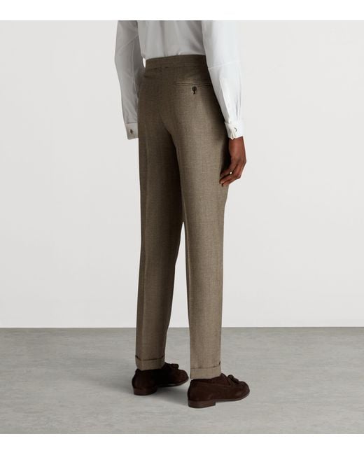 Dunhill Gray Wool Glen Check Trousers for men