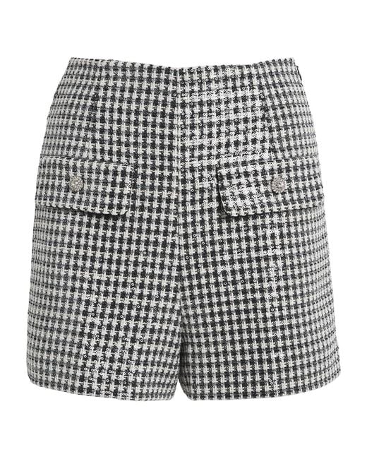 Sandro Black Tweed Sequinned Houndstooth Shorts