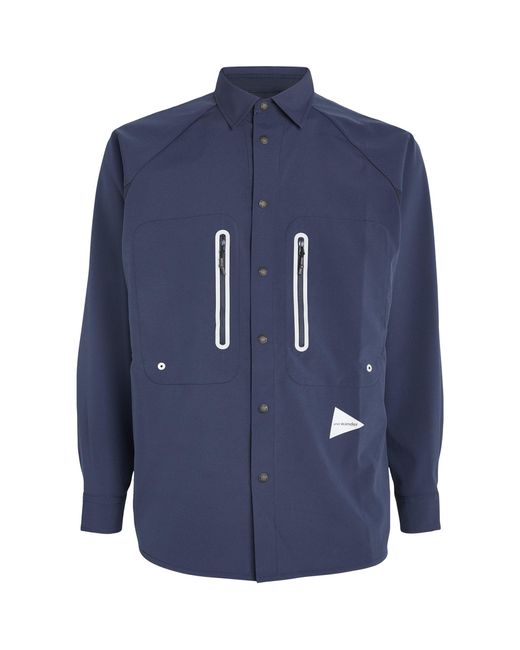 And Wander Blue Technical Zipped Shirt for men