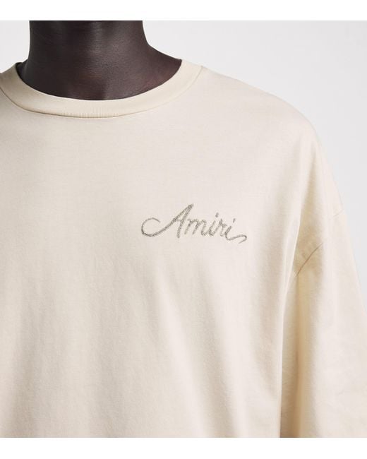 Amiri White Cotton Check Patch T-Shirt for men