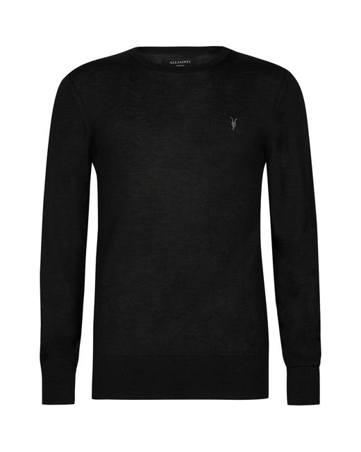 AllSaints Black Merino Wool Mode Sweater for men