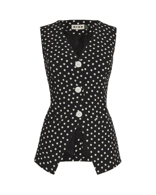 Rixo Black Polka Dot Ingrida Waistcoat