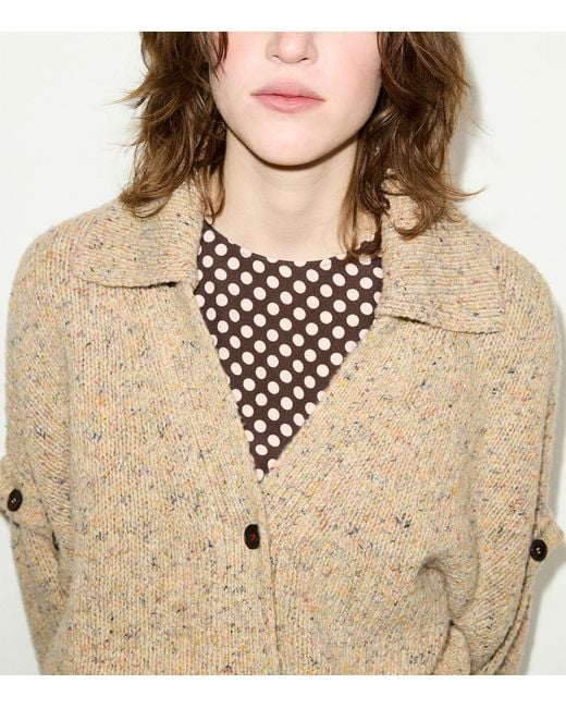 MAX&Co. Natural Wool Button-Detail Cardigan