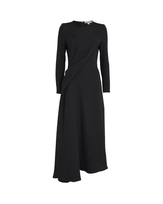 Edeline Lee Black Jacquard Long-Sleeve Flèche Midi Dress