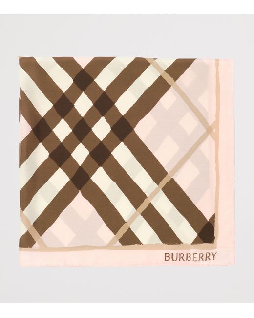 Burberry Pink Silk Watercolour Check Scarf