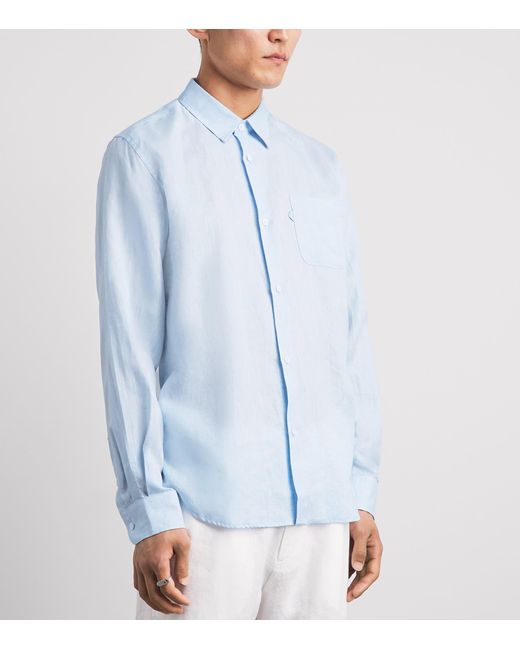 Derek Rose Blue Linen Monaco Shirt for men