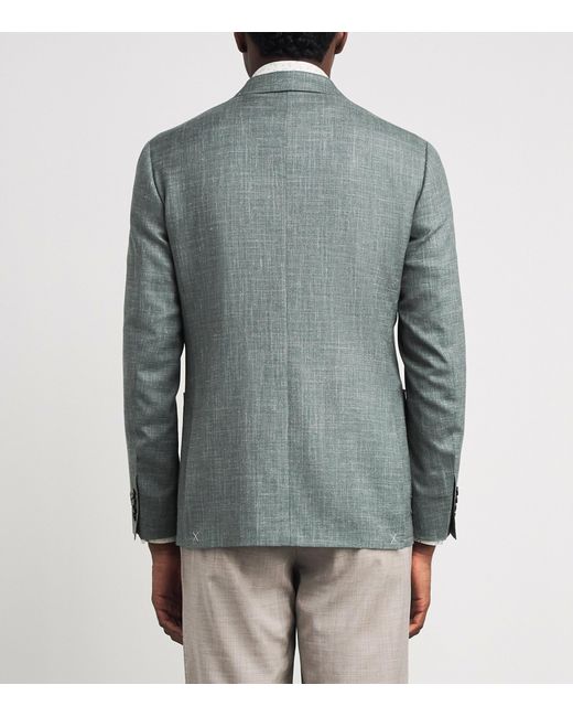 Canali Gray Wool-Silk-Linen Unlined Blazer for men