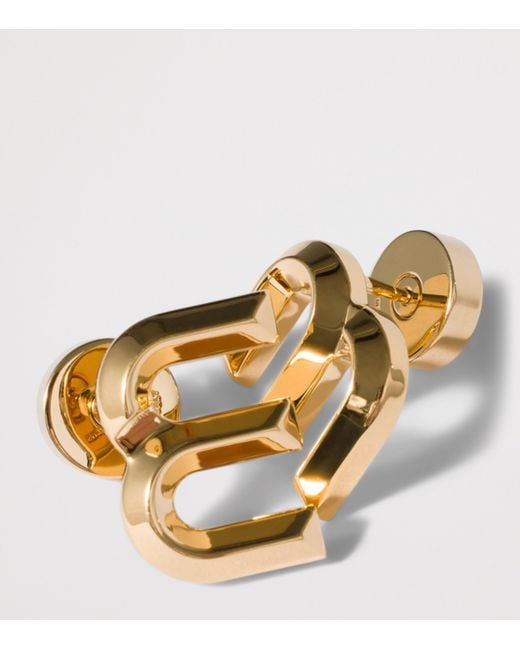 Miu Miu Metallic M Logo Stud Earrings