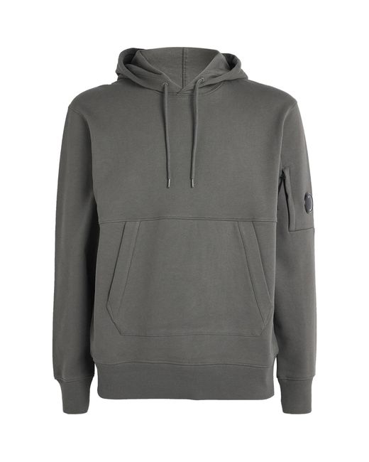 C P Company Gray Cotton Goggle-Pocket Hoodie for men
