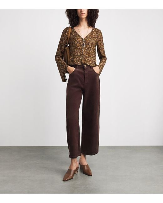 PAIGE Brown Corduroy Arellia High-Rise Trousers