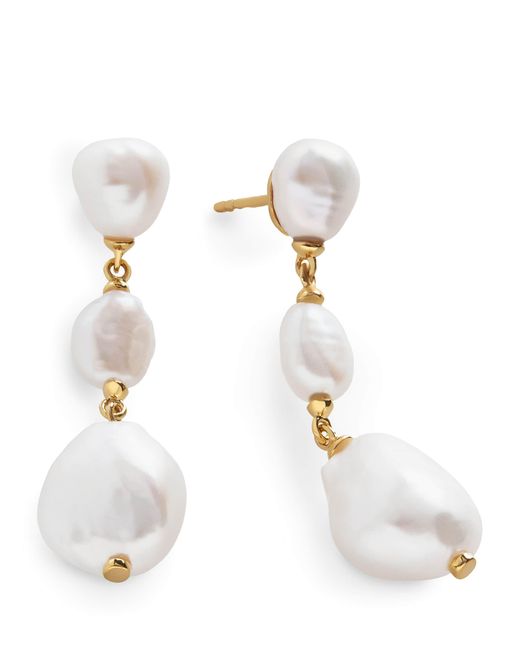 Monica Vinader White Vermeil And Pearl Nura Drop Earrings