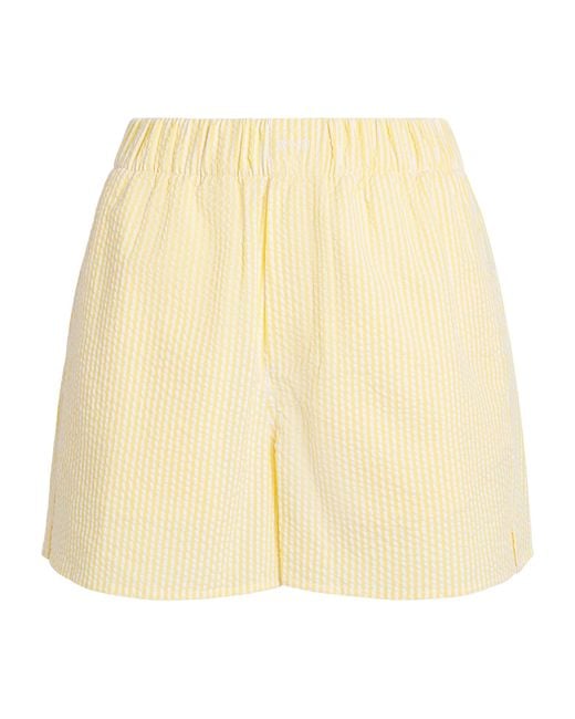 With Nothing Underneath Natural Cotton Striped Seersucker Boxer Shorts