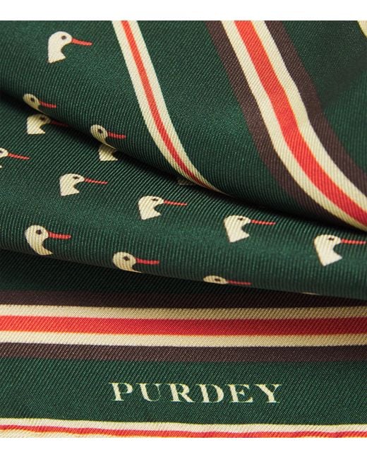James Purdey & Sons Green Silk Dapper Duck Pocket Square for men