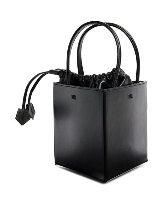 TALEL PARIS Black Leather Triangle Top-Handle Bag