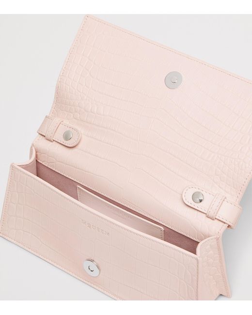 McQueen Pink Mini Leather Jewelled Shoulder Bag