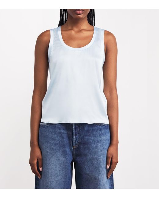 Maje Blue Silk-Blend Tank Top