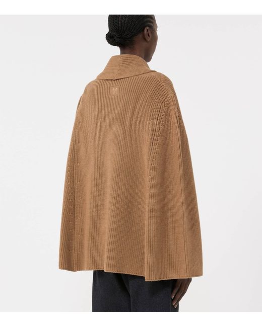 Max Mara Brown Virgin Wool Double-Breasted Cape
