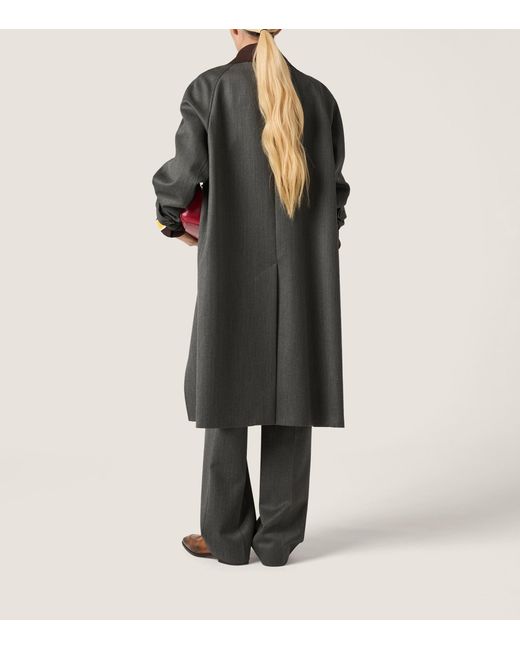 Miu Miu Black Wool Contrast-Collar Coat