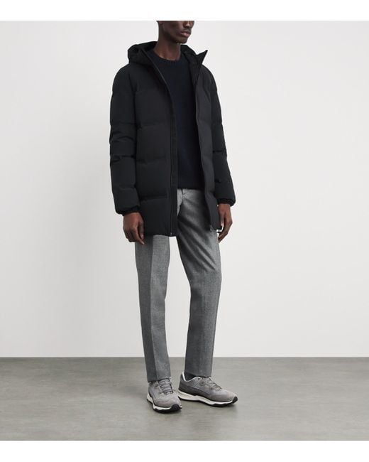 Herno Down Hybrid Puffer Coat in Blue for Men Lyst