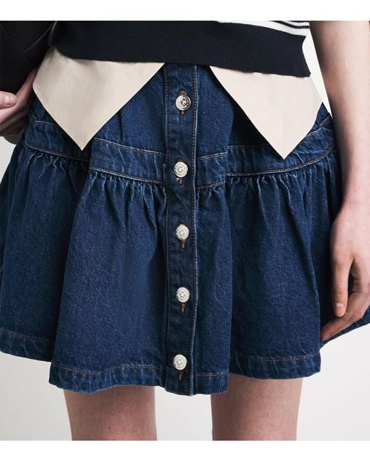 Maje Blue Denim Button-Detail Mini Skirt