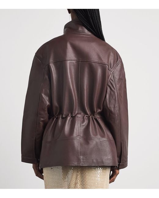 Sandro Brown Oversized Leather Jacket