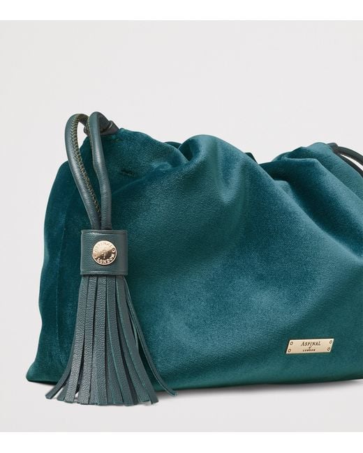 Aspinal Green Velvet Freida Top-Handle Bag