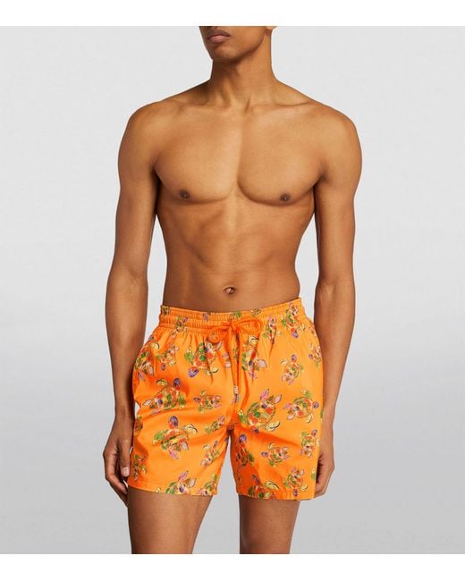 Vilebrequin Orange Mahina Ratatouille-turtle Swim Shorts for men