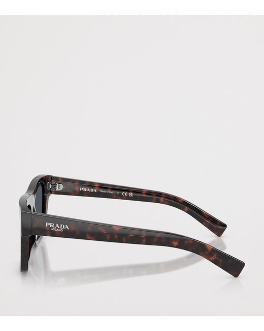 Prada Gray Acetate Rectangular Sunglasses for men