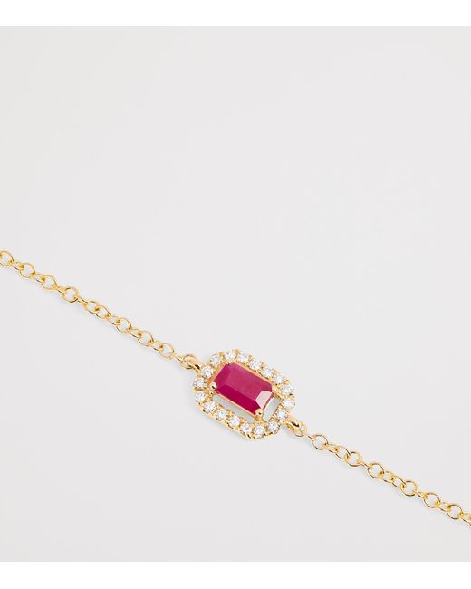 SHAY Metallic Diamond And Ruby Halo Bracelet
