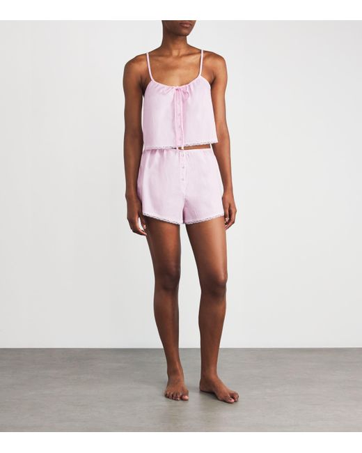 Skims Pink Stretch-Cotton Poplin Sleep Tank Top