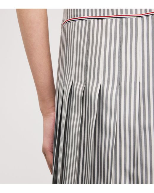 Thom Browne Gray Silk Pleated Mini Dress