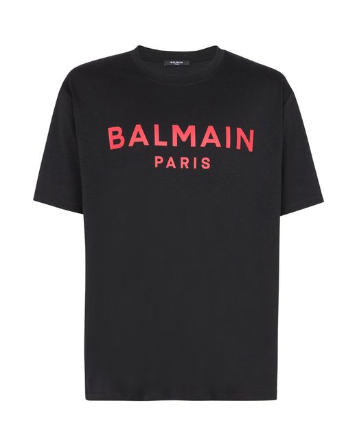 Balmain Black Logo Print T-shirt for men