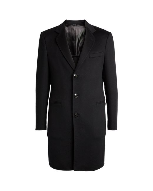 Giorgio Armani Black Cashmere Single-breasted Coat for men