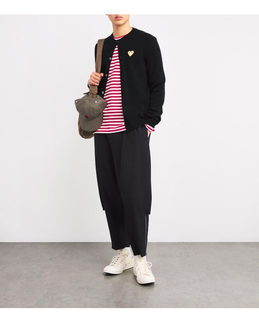 COMME DES GARÇONS PLAY Black Wool Heart Cardigan for men