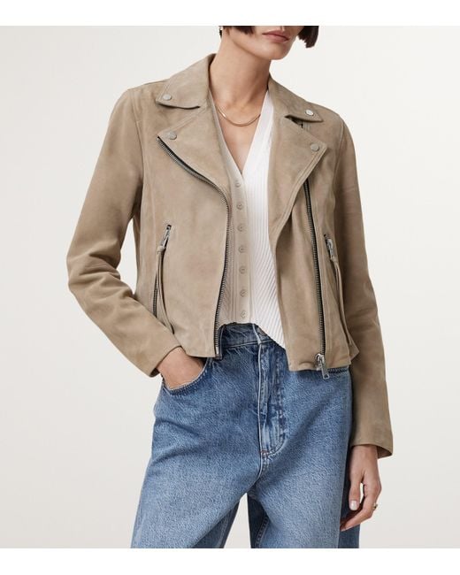 AllSaints Natural Suede Dalby Biker Jacket
