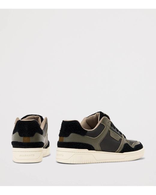 AllSaints Black Leather Regan Plus Low-Top Sneakers for men