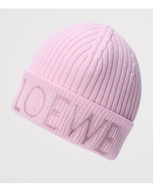 Loewe Pink Wool Logo Beanie