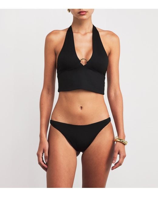 ‎Taller Marmo Black Ring-Gathered Crocodile Bikini