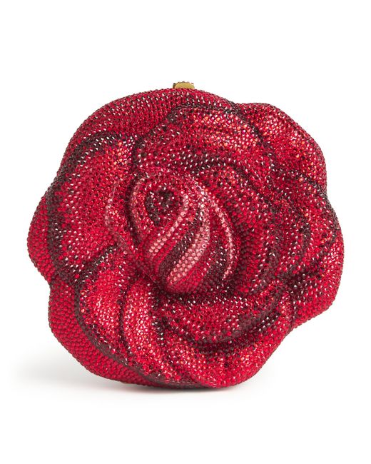 Judith Leiber Red Crystal-Embellished Rose Clutch Bag