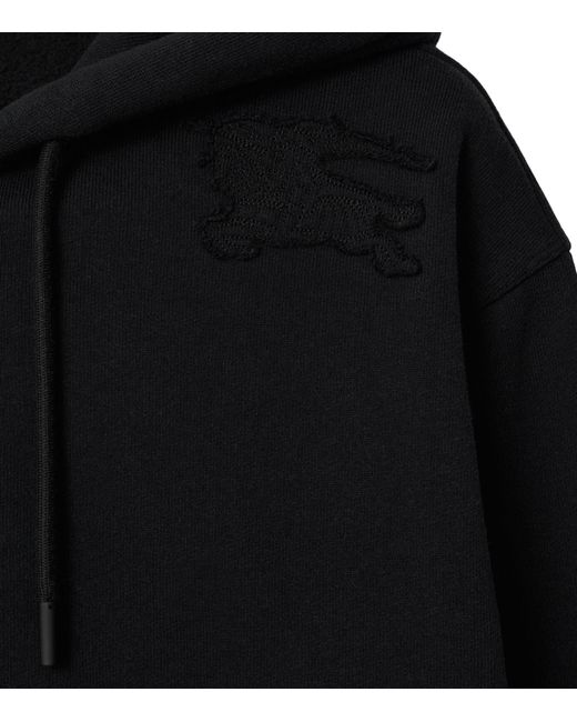 Burberry Black Oversized Embroidered Logo Hoodie