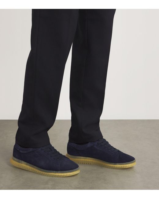 Emporio Armani Blue Suede Low-Top Sneakers for men