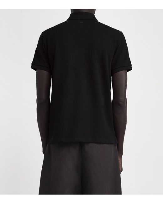 AMI Black Organic Cotton Ami De Coeur Polo Shirt for men