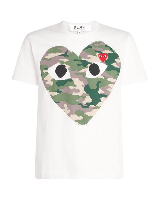 COMME DES GARÇONS PLAY Green Camouflage Large Heart Logo T-Shirt for men