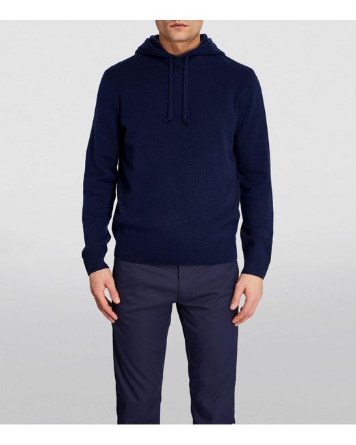 RLX Ralph Lauren Blue Cashmere Hooded Sweater for men