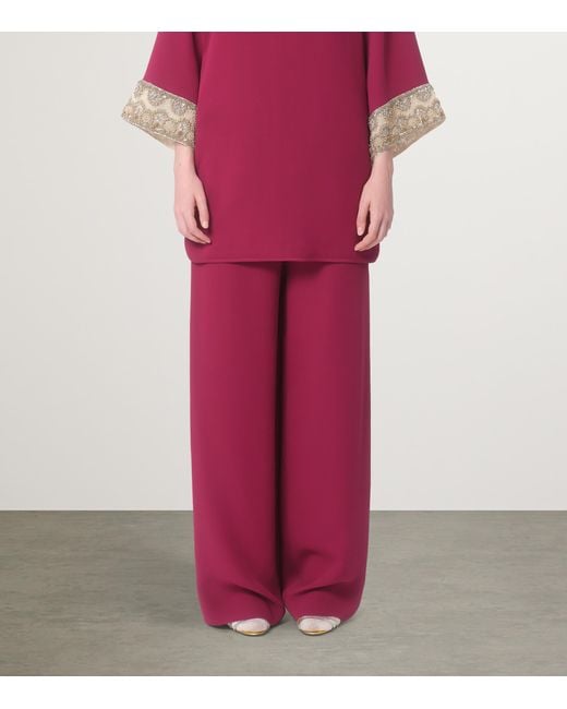 Valentino Purple Silk Wide-Leg Trousers