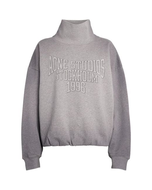 Acne Gray Cotton Logo Sweatshirt